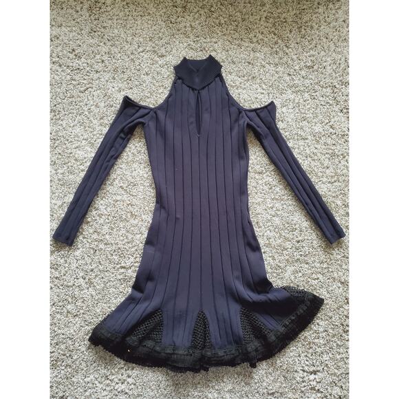 Jonathan Simkhai Blue Mock Neck Cutout  Accents Mini Dress M - Picture 4 of 14